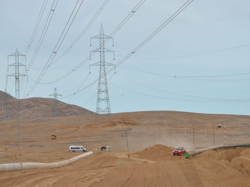 ITO atravieso de línea 2×500 kV. sobre acueducto de Minera Sierra Gorda